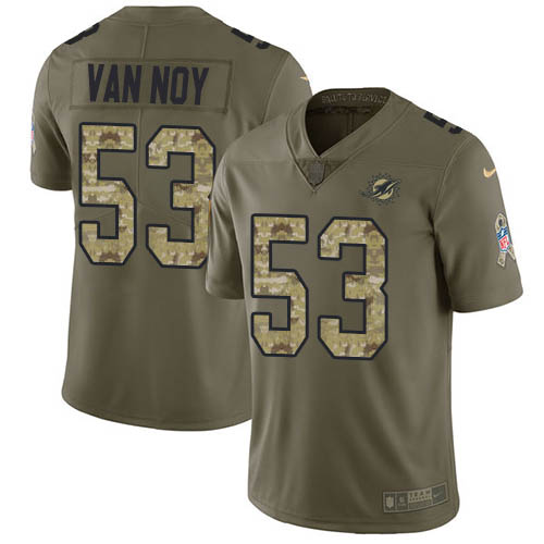 Nike Miami Dolphins 53 Kyle Van Noy Olive Camo Youth Stitched NFL Limited 2017 Salute To Service Jersey